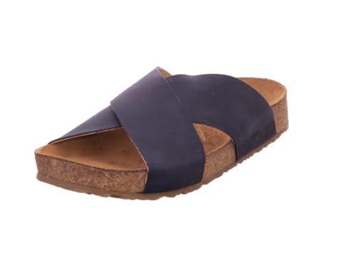 HAFLINGER Bio Mio Leder Pantolette Sandale Unisex Blau (Country Marine 1655), Gr 48 von HAFLINGER