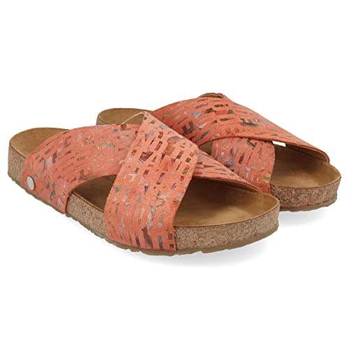 HAFLINGER Bio Mio Leder Pantolette Sandale Unisex Pink (Words Coral 1712), Gr 41 von HAFLINGER