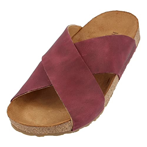 HAFLINGER Bio Mio Leder Pantolette Sandale Unisex Rot (Country Bordeaux 1654), Gr 43 von HAFLINGER