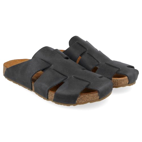 HAFLINGER Bio Pius Leder Pantolette Sandale Korkfußbett Unisex (Schwarz 1738), Gr 41 von HAFLINGER