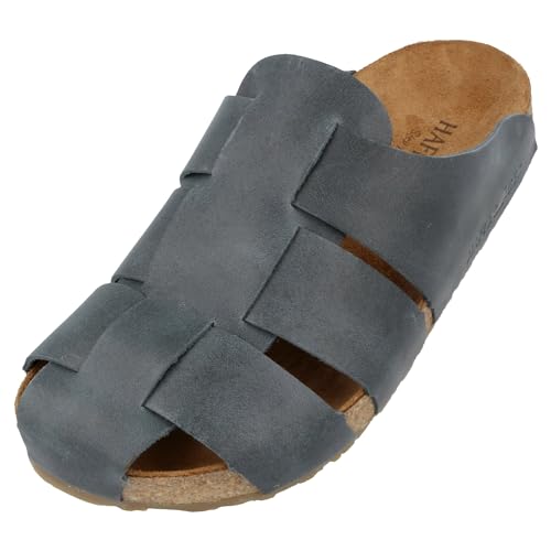 HAFLINGER Bio Pius Leder Pantolette Sandale Korkfußbett Unisex Dunkelblau (Bali 835), Gr 41 von HAFLINGER