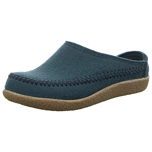 HAFLINGER Blizzard Credo Filz Pantoffel mit Gummisohle Hausschuh Piniengrün, Gr. 44 von HAFLINGER