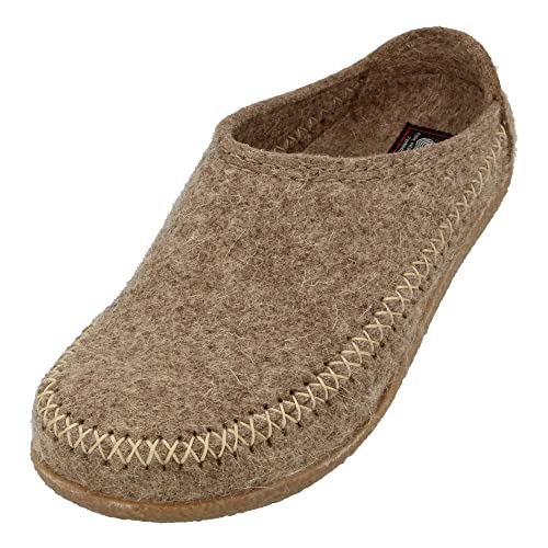 HAFLINGER Blizzard Credo Filz Pantoffel mit Gummisohle Hausschuh Torf, Gr. 43 von HAFLINGER