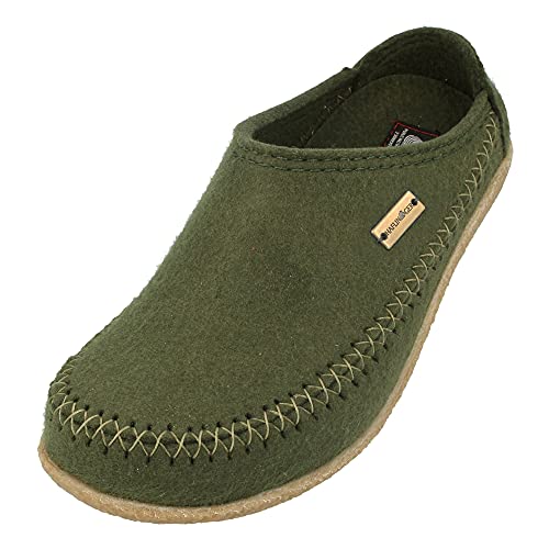 HAFLINGER Blizzard Credo Filzpantoffel mit Gummisohle Hausschuh Moos, Gr. 36 von HAFLINGER