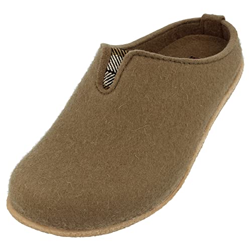HAFLINGER Blizzard Visby Filzpantoffel Hausschuh Gummisohle Oliv (Erde 66), Gr. 46 von HAFLINGER