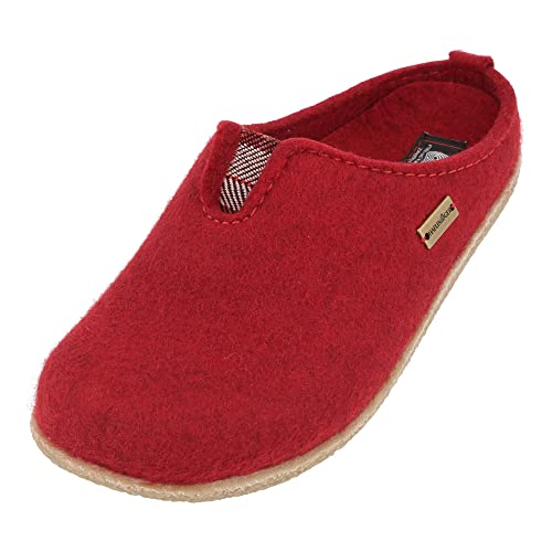 HAFLINGER Blizzard Visby Filzpantoffel Hausschuh Gummisohle Rot (Rubin 211), Gr. 38 von HAFLINGER