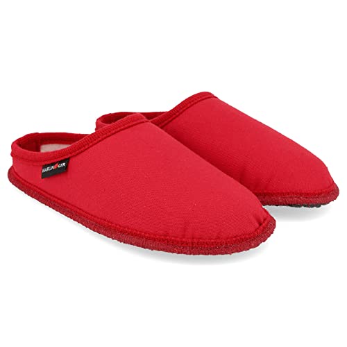 HAFLINGER Cotty leichter Sommerhausschuh Baumwolle Filzsohle Rot (Rubin 11), Gr. 37 von HAFLINGER