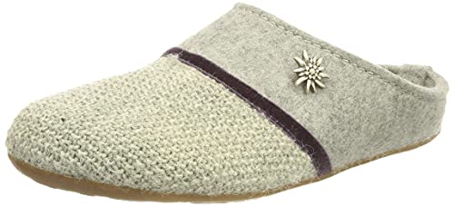 HAFLINGER Damen Everest Edelweiß Hausschuh, steingraumeliert, 38 EU von HAFLINGER