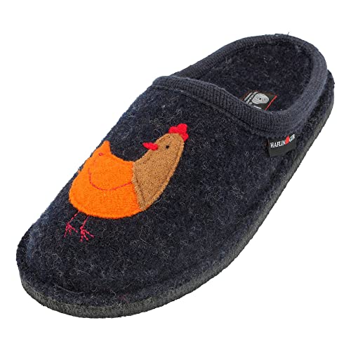 HAFLINGER Damen Flair Galina Hausschuh Huhn (Kapitän 79) Blau, Gr. 38 von HAFLINGER