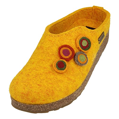 HAFLINGER Grizzly Kanon Filzpantoffel Hausschuh Filzclog Kork Mais, Gr. 40 von HAFLINGER
