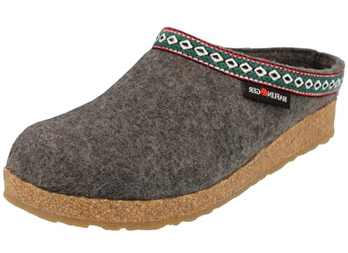 HAFLINGER Damen Hausschuh Herren Pantoffel Schurwolle Grizzly Franzl 711001, Größe:43 EU, Farbe:Grau von HAFLINGER