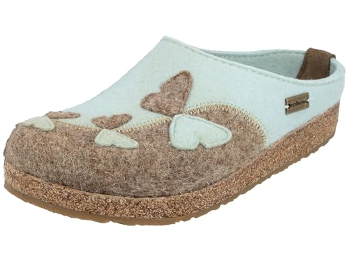 HAFLINGER Damen Hausschuh Wollfilz Pantoffel Schmetterling Grizzly Mariposa 731095, Größe:40 EU, Farbe:Mehrfarbig von HAFLINGER