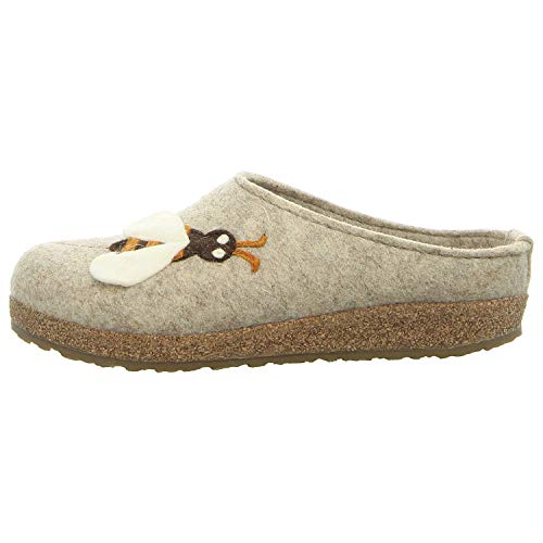 HAFLINGER Schuhe Damen Hausschuhe Pantoffeln Wollfilz Grizzly Maya 731041, Größe:42 EU, Farbe:Beige von HAFLINGER