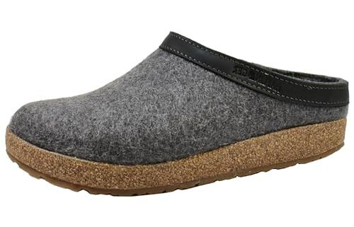 HAFLINGER Damen Herren Hausschuhe Pantoffeln Wolle Grizzly Torben 713001, Größe:43 EU, Farbe:Grau von HAFLINGER