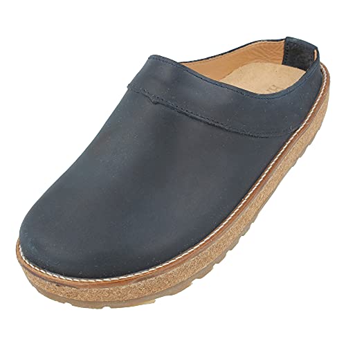 HAFLINGER Neo Travel Eleganter Clog aus Leder mit Gummisohle und Kork Fußbett Blau (Navy 749), Gr. 47 von HAFLINGER