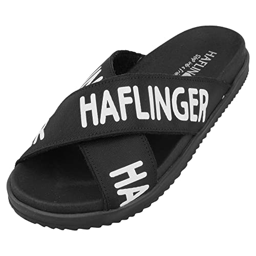 HAFLINGER Ibiza Summer Slide vegane Pantolette Sandale mit Riemen aus Canvas Schwarz (1733), Gr. 38 von HAFLINGER