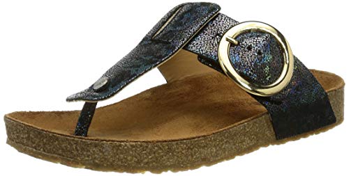 HAFLINGER Damen Zehentrenner Clogs Pantoletten Round Buckle Corinna 819075-0, Größe:38 EU, Farbe:Schwarz von HAFLINGER