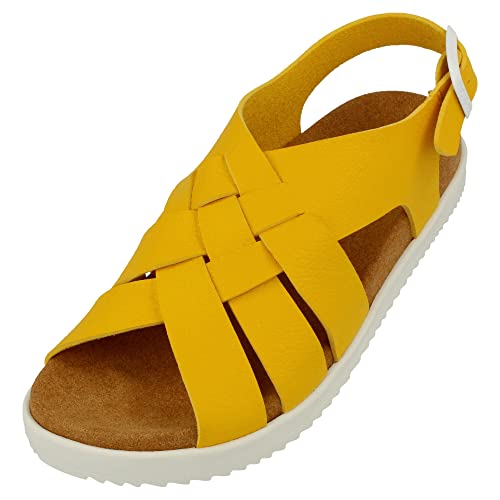 HAFLINGER Elba Summer Slide vegane Pantolette Sandale mit Riemen gelb (1729), Gr. 38 von HAFLINGER