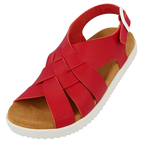 HAFLINGER Elba Summer Slide vegane Pantolette Sandale mit Riemen rot (1728), Gr. 38 von HAFLINGER