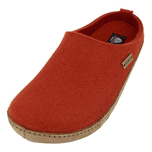 HAFLINGER Emils Toffel Filzpantoffel Hausschuh mit Ledersohle Unisex (Fuchs 110) Gr 41 von HAFLINGER