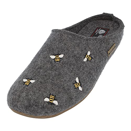 HAFLINGER Everest Api Filzpantofffeln mit Applikation Anthrazit (04), Gr. 42 von HAFLINGER