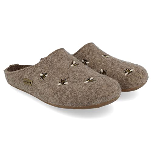 HAFLINGER Everest Api Filzpantofffeln mit Applikation Torf (550), Gr. 42 von HAFLINGER