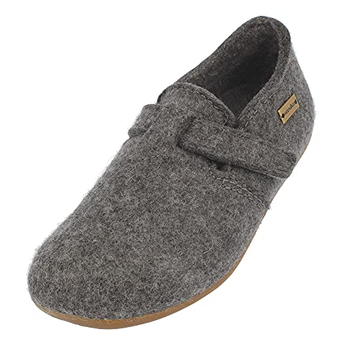 HAFLINGER Everest Focus Filzpantoffel mit verstellbarem Riemen Anthrazit, Gr. 36 von HAFLINGER