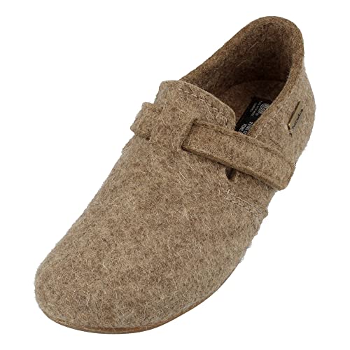 HAFLINGER Everest Focus Filzpantoffel mit verstellbarem Riemen Torf, Gr. 42 von HAFLINGER