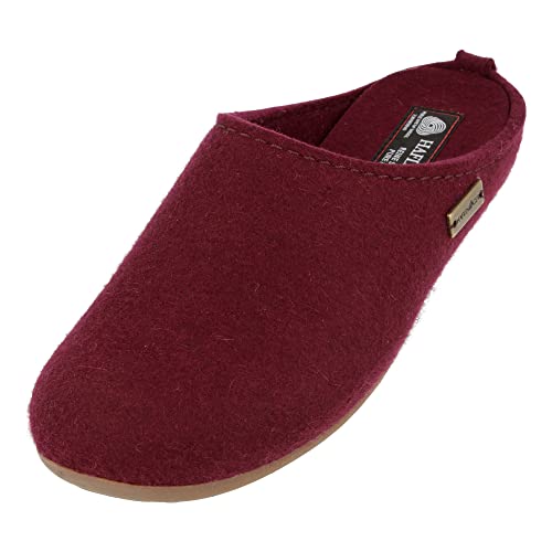 HAFLINGER Everest Fundus Filzpantoffeln im schlichten Design Bordeaux, Gr. 36 von HAFLINGER