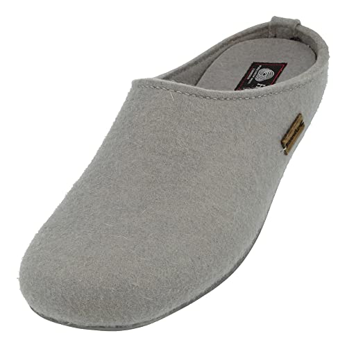 HAFLINGER Everest Fundus Filzpantoffeln im schlichten Design Stahlgrau, Gr. 45 von HAFLINGER