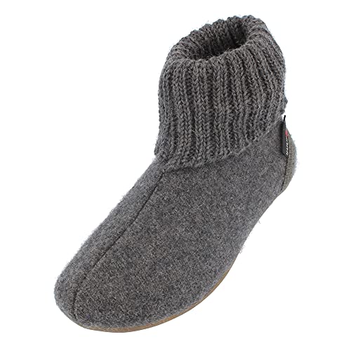HAFLINGER Everest Karlo Filzpantoffeln im schlichten Design Grau (Anthrazit 04), Gr. 34 von HAFLINGER