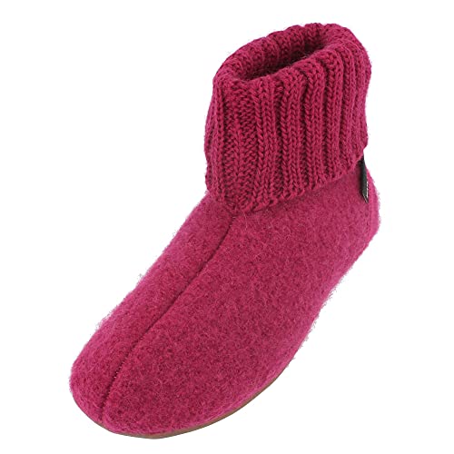 HAFLINGER Everest Karlo Filzpantoffeln im schlichten Design Pink (Fuchsia 34), Gr. 39 von HAFLINGER