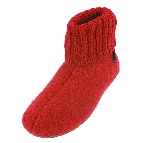 HAFLINGER Everest Karlo Filzpantoffeln im schlichten Design Rot (Rubin 11), Gr. 37 von HAFLINGER