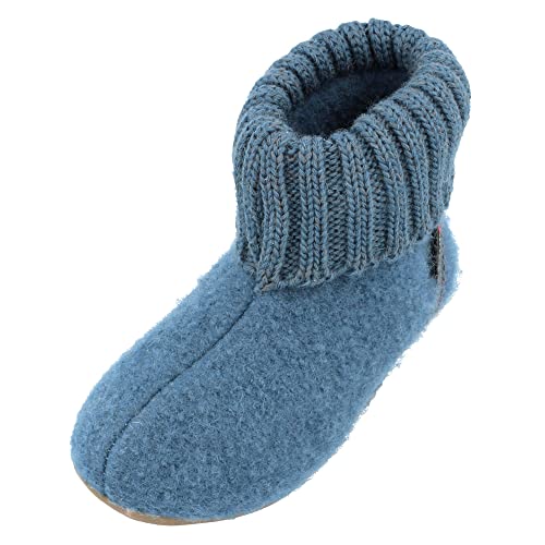 HAFLINGER Everest Karlo Filzpantoffeln im schlichten Design Blau (Taubenblau 59), Gr. 28 von HAFLINGER