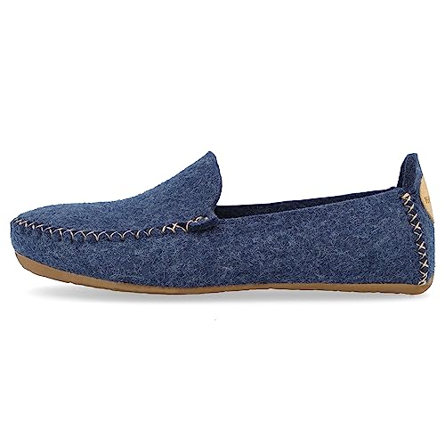 HAFLINGER Everest Mokassin Filzpantoffel mit TR-Gummisohle (Blau) Jeans, Gr. 36 von HAFLINGER