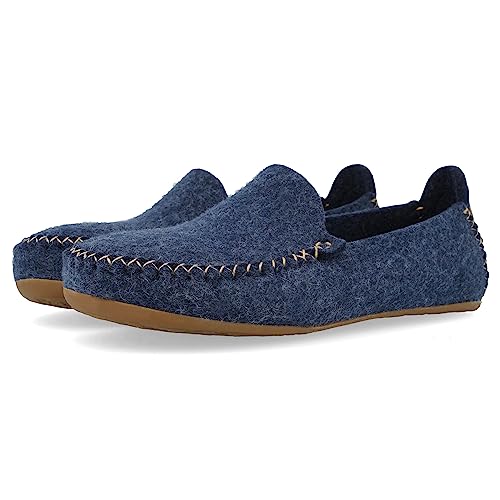 HAFLINGER Everest Mokassin Filzpantoffel mit TR-Gummisohle (Blau) Jeans, Gr. 42 von HAFLINGER