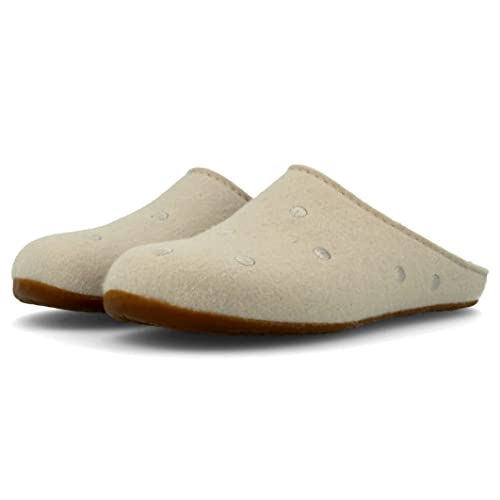 HAFLINGER Everest Noblesse Filzpantoffeln mit Punktdesign, Beige (49), Gr. 39 von HAFLINGER