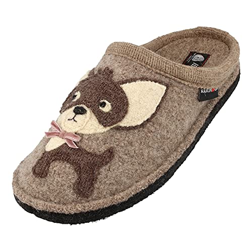 HAFLINGER Flair Chihuahua Filzpantoffel Hausschuh (Beigemeliert Öko 46) Beige, Gr. 41 von HAFLINGER