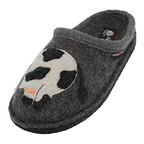 HAFLINGER Flair Molly Wollwalk Pantoffel Hausschuh Kuhmotiv (Anthrazit 4) Gr. 40 von HAFLINGER