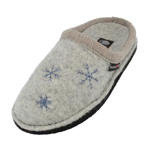 HAFLINGER Flair Olaf Schneemann Pantoffeln Walkstoff Grau (Steingraumeliert 84), Gr. 40 von HAFLINGER