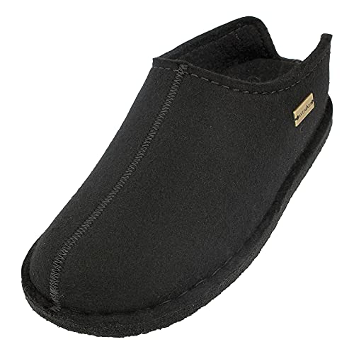 HAFLINGER Flair Smily Filzpantoffeln aus Wollfilz Hausschuh Schwarz, Gr. 49 von HAFLINGER