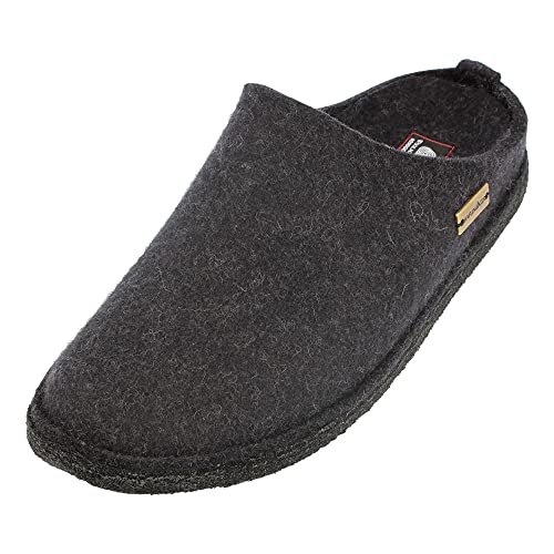 HAFLINGER Flair Soft Filzpantoffeln aus Wollfilz Hausschuh Dunkelgrau (Graphit 77), Gr. 47 von HAFLINGER