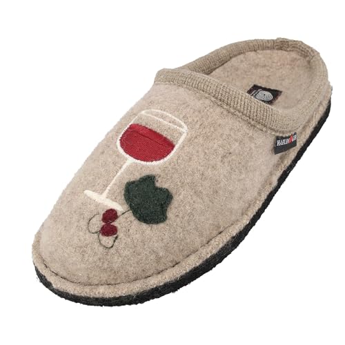HAFLINGER Flair Wine Time Pantoffeln Walkstoff Beige (Papiermeliert Öko 87), Gr. 40 von HAFLINGER