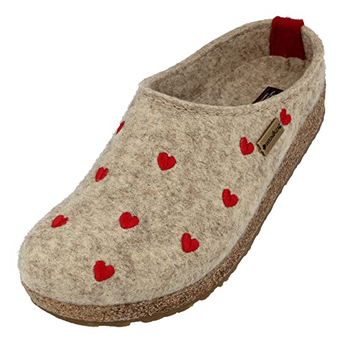 HAFLINGER Grizzly Cuoricini Filzpantoffel Herz Hausschuh Kork (Beigemeliert 46), Gr 39 von HAFLINGER