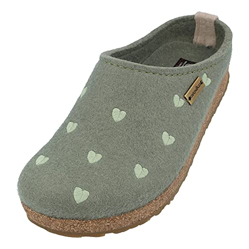 HAFLINGER Grizzly Cuoricini Filzpantoffel Herz Hausschuh Kork (Kiwi 92), Gr 38 von HAFLINGER