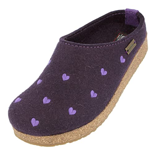 HAFLINGER Grizzly Cuoricini Filzpantoffel Herz Hausschuh Kork (Lavendel 290), Gr 40 von HAFLINGER