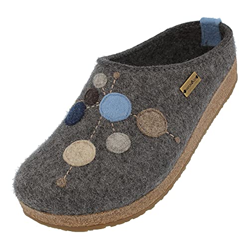 HAFLINGER Grizzly Faible Filzpantoffeln mit Gummisohle Anthrazit, Gr. 42 von HAFLINGER