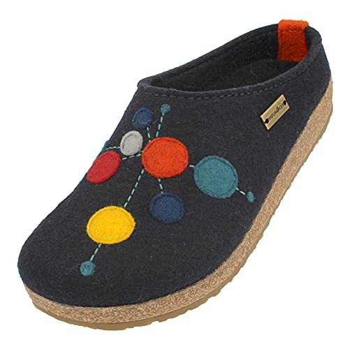 HAFLINGER Grizzly Faible Filzpantoffeln mit Gummisohle Mittelblau, Gr. 41 von HAFLINGER