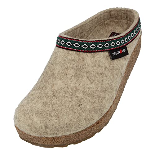 HAFLINGER Grizzly Franzl Filzpantoffel Hausschuh Filzclog Beigemeliert Öko, Gr. 50 von HAFLINGER