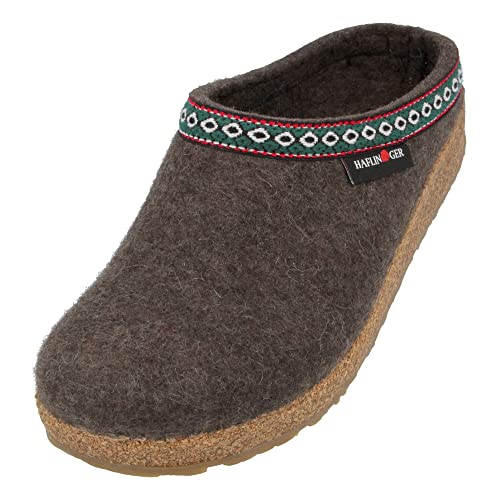 HAFLINGER Grizzly Franzl Filzpantoffel Hausschuh Filzclog Braunmeliert, Gr. 46 von HAFLINGER